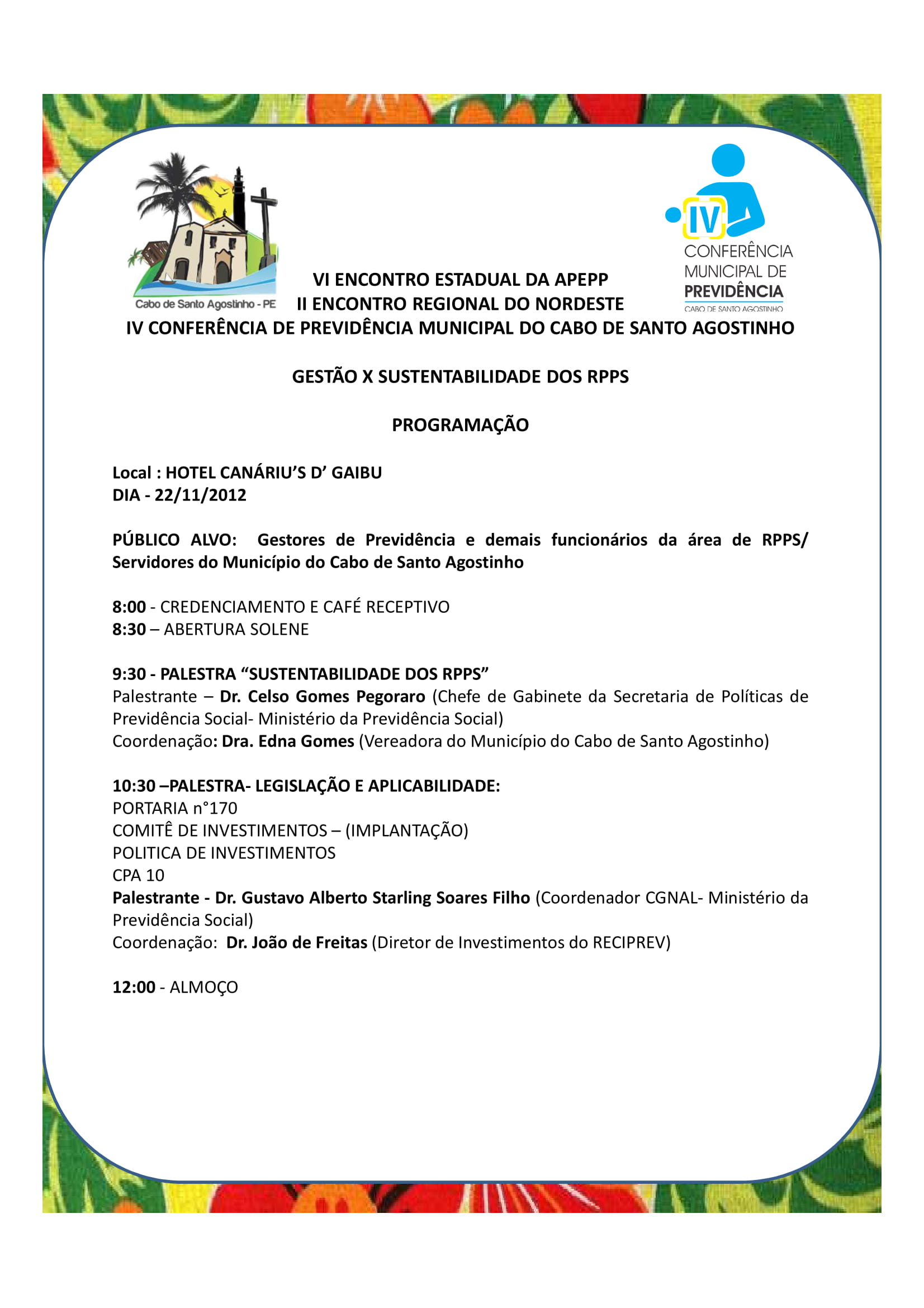 4 Conferência de Previdência Municipal do Cabo de Santo Agostinho