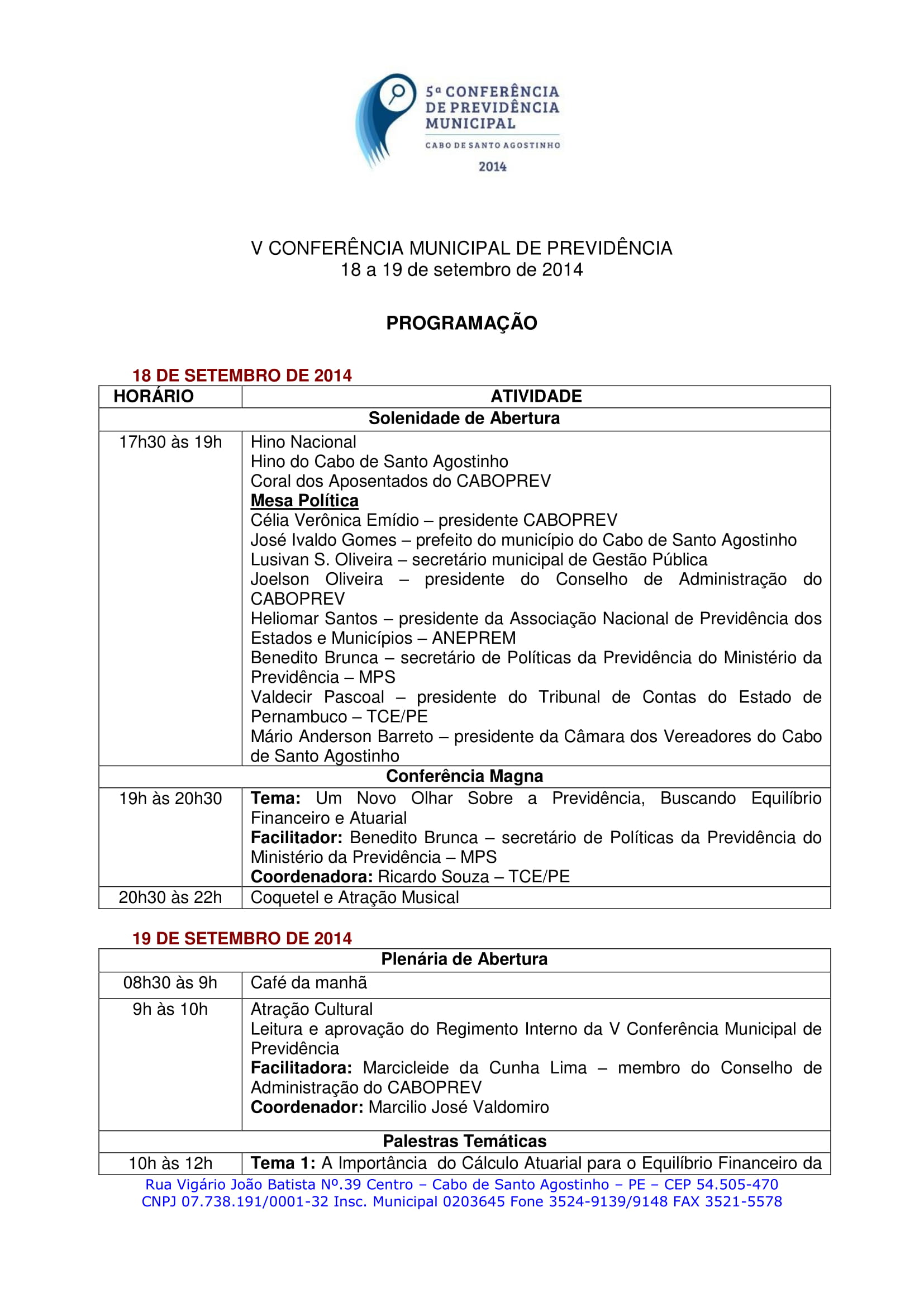 CaboPrev abre inscrições para a 5° Conferência de Previdência