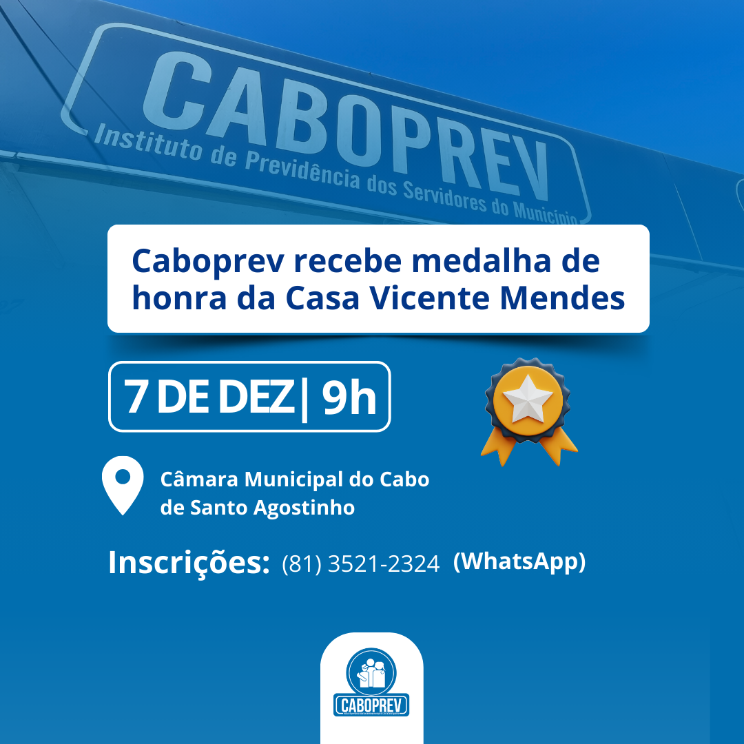 Caboprev receberá medalha de honra da Casa Vicente Mendes